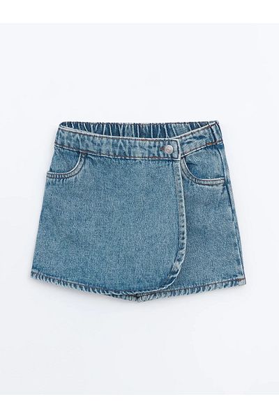 LC Waikiki Fusta scurtă pentru fete cu aspect denim cu talie elastică