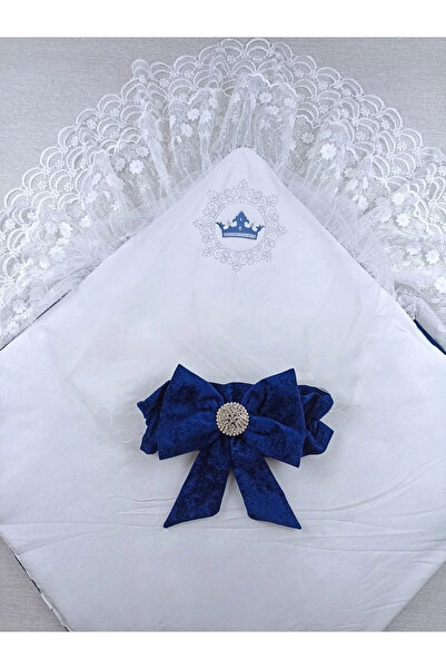 veralya Newborn Palace Velvet Crown Embroidered Pearl Bow Double Lace Veil Trilux Swaddle Baby Blanket