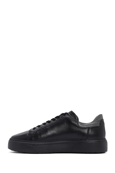 Derimod Men's Black Lace-Up Thick Sole Leather Sneaker 25Wfd640418