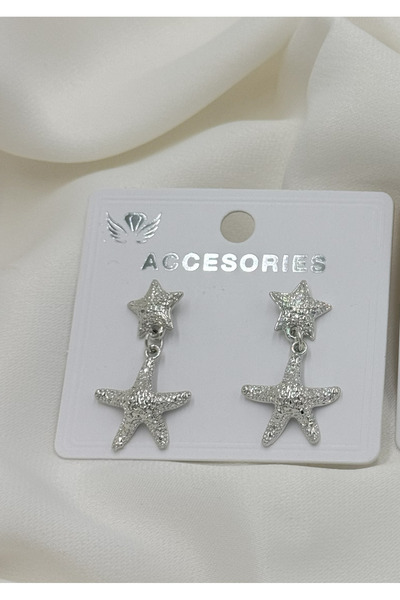 La Clarte Women's Silver Color Starfish Model Earrings – Sparkling, Light and Vibrant Design