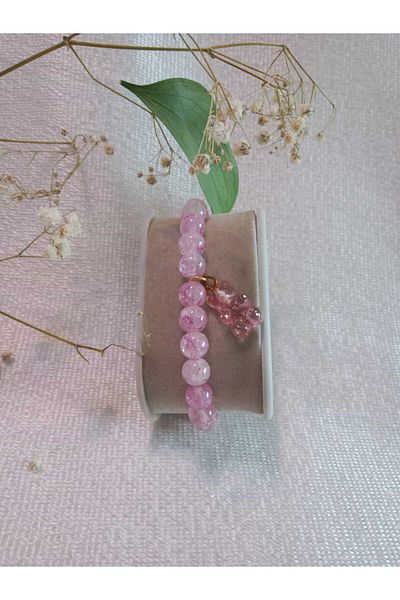 MODA MANANI Pink Elegant Bracelet with Sparkling Teddy Bear Detail