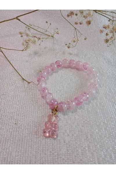 MODA MANANI Pink Elegant Bracelet with Sparkling Teddy Bear Detail