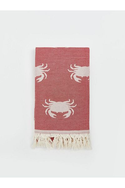 LC Waikiki Quality Parts from Celebi Store |   Ecru Crab Printed Women's Peshtemal Beach Towel 90X160 cm