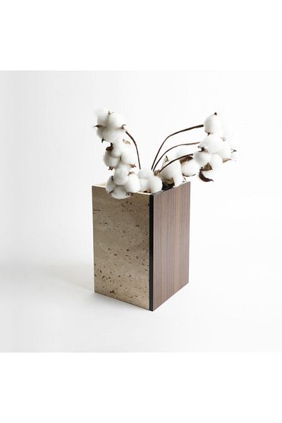 ranwa Trava Travertine Vase With Hpl 20x13 Cm By