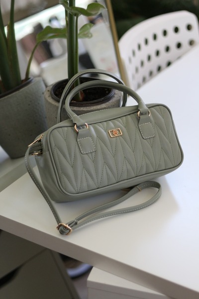 Moom Bag Women's Mint Green Patterned Shoulder Bag with Handle