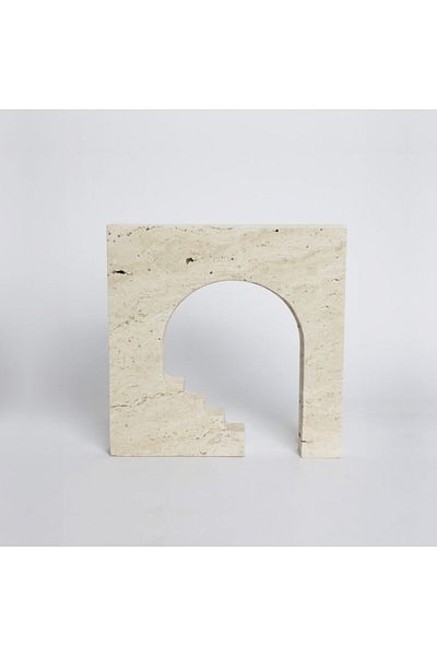ranwa Travertine Natural Table Piece - Arch Design 17x17 cm