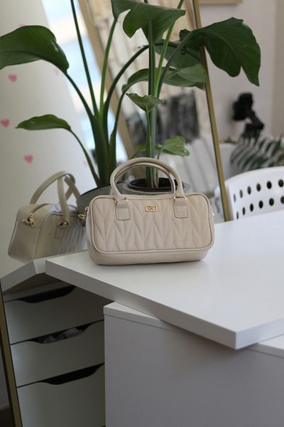 Moom Bag Geantă de umăr cu mâner pentru femei, cu model crem