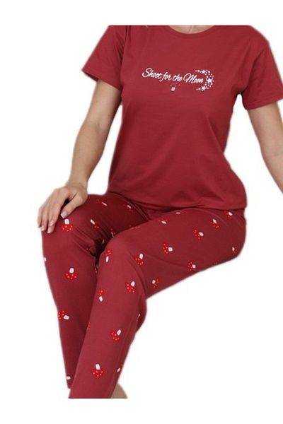 bipamuk Bella Design O-Neck Short-Sleeved Women's Pajamas Set Comfortable Fit, Soft Fabric M–Xxl
