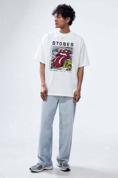 Tee&more. Unisex Oversize Rolling Stones 2019 Tour Printed Premium T-Shirt