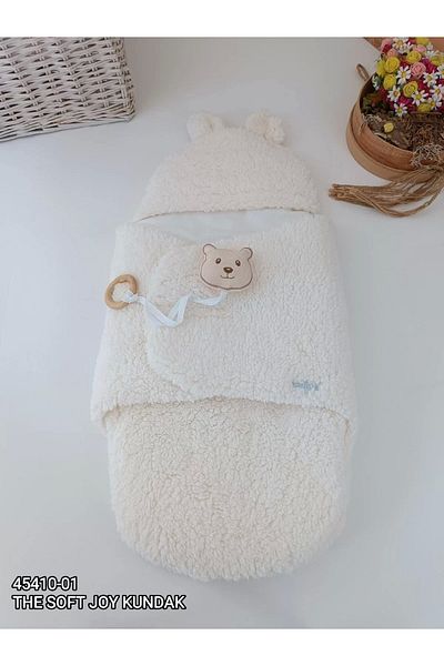 Havenmart Newborn Baby Blanket with Ears, Hat, Openable Lap and Velcro Cover, Swaddle Cream