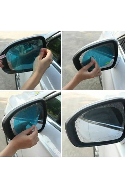 CONAHOME 4 Pieces Car Mirror Rain Slider and Windshield Anti-Fog Film Compatible for Side Mirrors and Side Windows