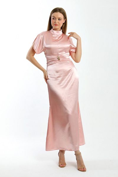 TANISA Zenera Long Satin Fabric Dress Tns-4334