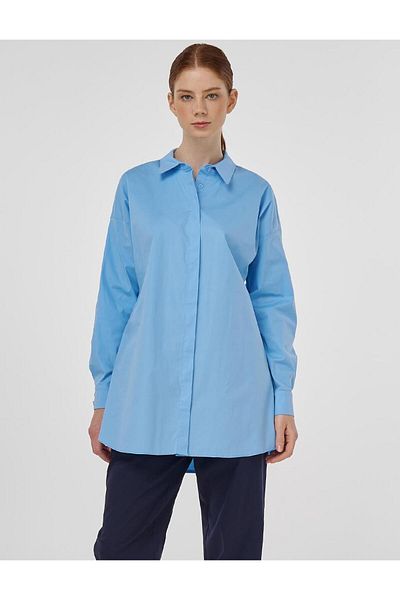 Kayra Relaxed Fit Cotton Tunic Dust Smoke