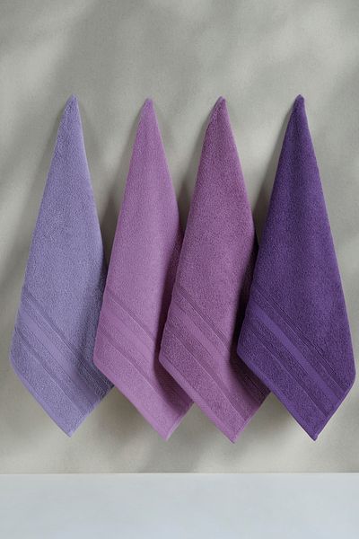 DNZGÜLCAN Lera 4-Piece 50X90 Towel Set Hand Face Towel 100% Cotton