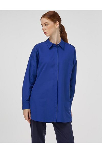 Kayra Relaxed Fit Cotton Tunic Indigo