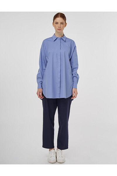 Kayra Relaxed Fit Cotton Tunic Airman Blue