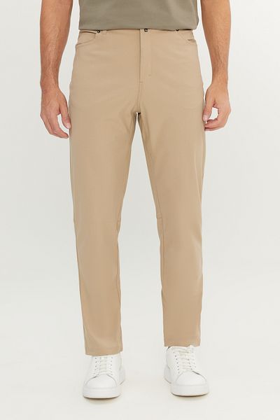 ALTINYILDIZ CLASSICS Men's Beige 360 ​​All-Way Stretch Slim Fit Slim Fit 5 Pocket Casual Trousers