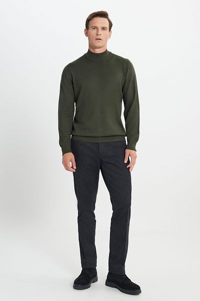 ALTINYILDIZ CLASSICS Men's Khaki Wool Warm Standard Fit Regular Cut Half Turtleneck Knitwear Sweater