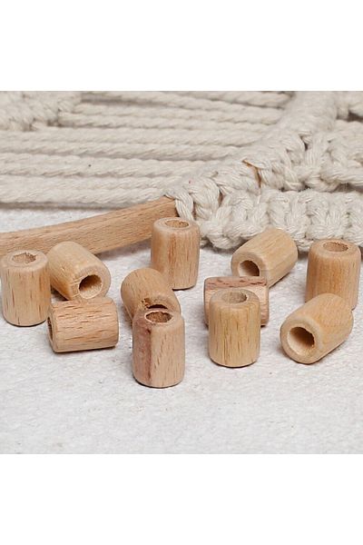 SİMYA TİCARET Loren Crafts 10 Pcs Raw Tube Wood Beads 16mm