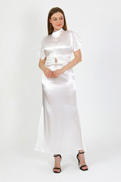 TANISA Zenera Long Satin Fabric Dress Tns-4334