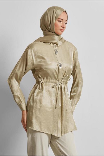 Alvina Satin Tunic with Tie Waist 45610