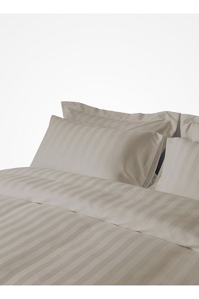 Master Home Textile Microfiber Hotel Duvet Cover Sets, 4 Pcs Single Size, Hotel Stripe Pattern, Fits 120x200 Cm Bed