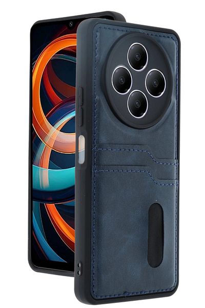 CepteToptan حافظة هاتف Xiaomi Redmi 14C حافظة جلدية مع بطاقة Sara - أزرق داكن - MKİ5270-1662