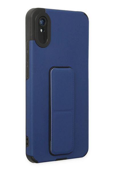 CepteToptan حافظة هاتف Xiaomi Redmi 9A مصنوعة من السيليكون مع حامل كبير - أزرق - MKİ9620-4058