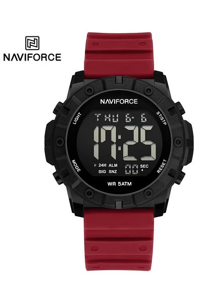 Naviforce Mens Digital Sports Wristwatch with Quartz Battery Durable Strap Water Resistant