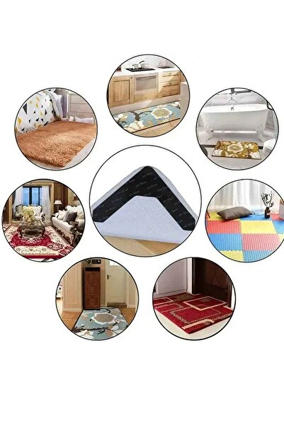 Kitchen Beauty 4 Adet Halı Kaydırma Önleyici Bant ,Köşeli Çift Taraflı Halı Yapıştırıcı ,Yeni Model,Yıkanabilir