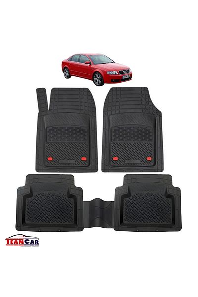 TEAMCAR ® Universal Tray Mats Audi A4 B6 Sedan (2000–2004), Set Of 5 Pieces, Black