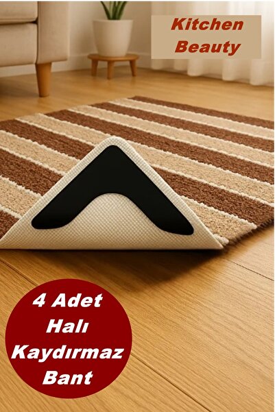 Kitchen Beauty 4 Adet Halı Kaydırma Önleyici Bant ,Köşeli Çift Taraflı Halı Yapıştırıcı ,Yeni Model,Yıkanabilir