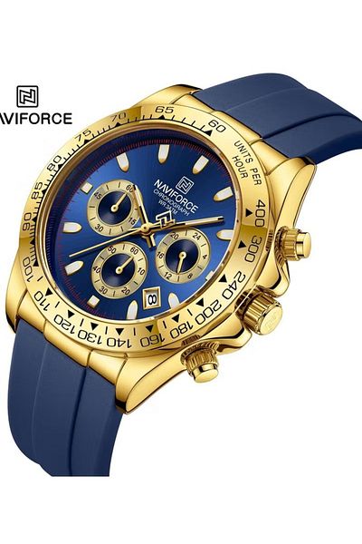 Naviforce Luxury Chronograph Men's Watch – Gold & Blue Sport Design