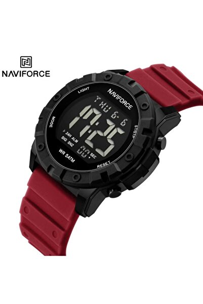 Naviforce Mens Digital Sports Wristwatch with Quartz Battery Durable Strap Water Resistant