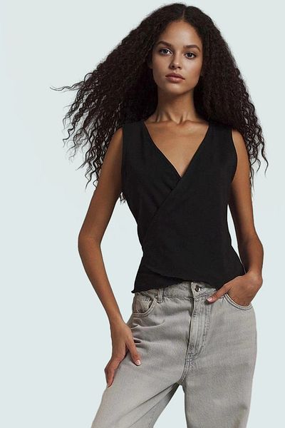 PayBuy Lycra Combed Cotton Blouse V Neck Fitted Crop Casual Distinguished Material for Daily Use
