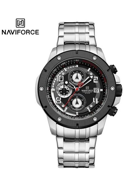 Naviforce Luxury Chronograph Wrist Watch for Men with Stainless Steel Strap Water Resistant Multi-Function