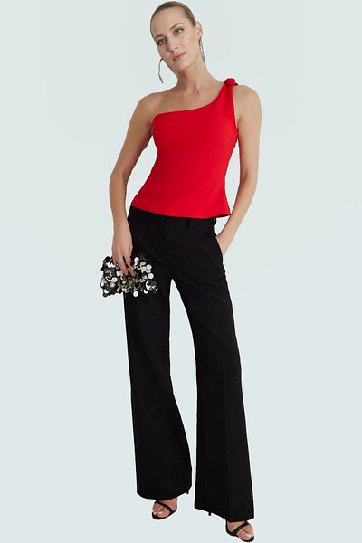 PayBuy Stylish Asymmetric Collar Fitted Blouse Polyester Elastane Summer Quality Craftsmanship Comfortable Use