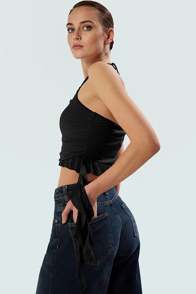 PayBuy Halter Neckline Fitted Knitted Blouse Crop Boy Summer Stylish Design Perfect Fit Distinguished Material