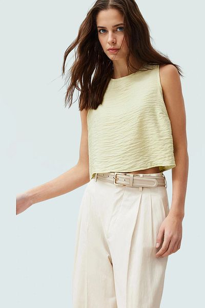 PayBuy Summer Sleeveless Crop Blouse Comfortable Daily Polyester Woven Fabric and Stylish Special Design