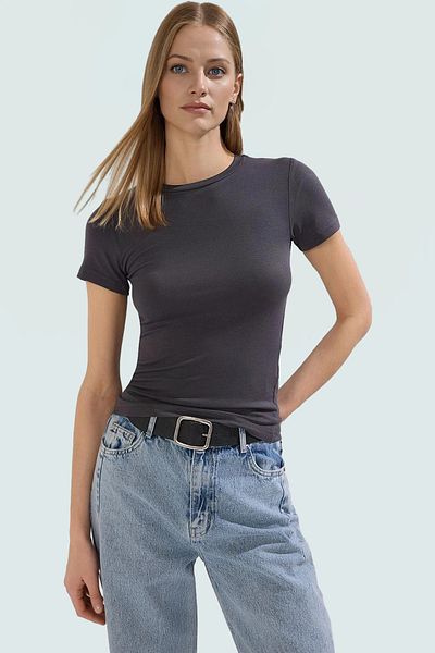 PayBuy Viscose Ribbed Crew Neck Fitted Blouse Comfortable to Wear Modern Style for Casual Combinations