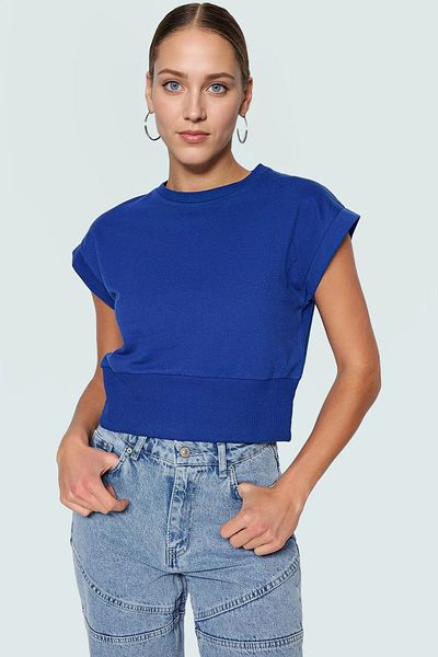PayBuy Crew Neck Sleeveless Knitted Blouse Crop Fit Summer Casual Elegant Design Durable Material