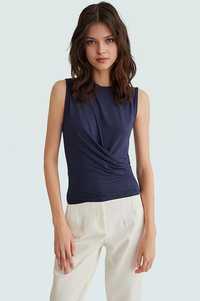 PayBuy Viscose Drawstring Detailed Fitted Sleeveless Blouse Premium Quality Stylish Appearance Zarifane Design