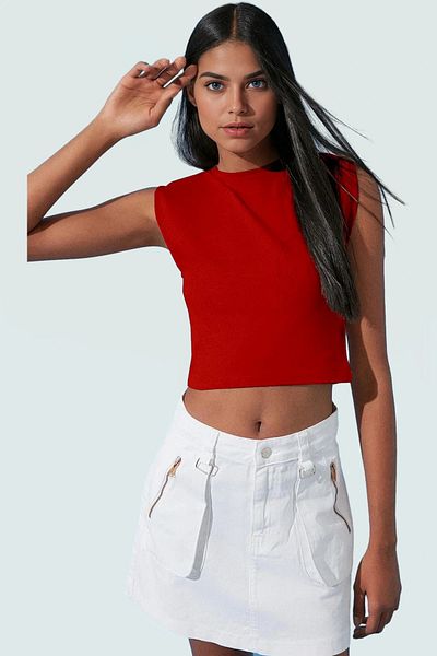 PayBuy Women's Crew Neck Crop Knitted Blouse Casual Summer Design Premium Quality Zarifane