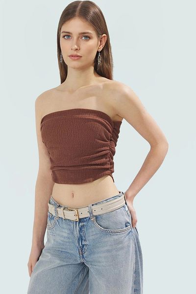 PayBuy Fitted Strapless Crop Blouse Stretchy Knitted Fabric Casual Style Special Design Comfortable Cut Perfect Fit