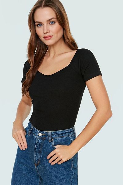 PayBuy Fitted Body Fitting Short Sleeve Cotton Blouse Premium Quality Trend Design Zarifane