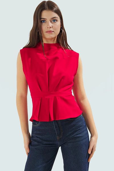 PayBuy Crew Neck Sleeveless Blouse Woven Fabric for Stylish Office Styles Professional Look Comfortable and