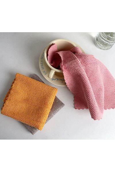 Ekostem Kitchen Cleaning Cloth 30*30 cm Stain-Proof No Odor Velvet Kitchen Cloth (3 Pieces)