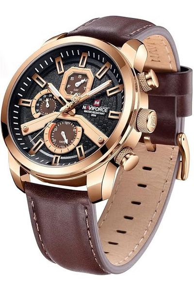 Naviforce Fashion Big Face Watches for Men Analog Auto Date Leather Strap Military Sports Waterproof Luminous