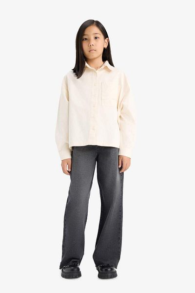 DeFacto Girls Oversize Wide Fit Cotton Long Sleeve Shirt E9740A825Au