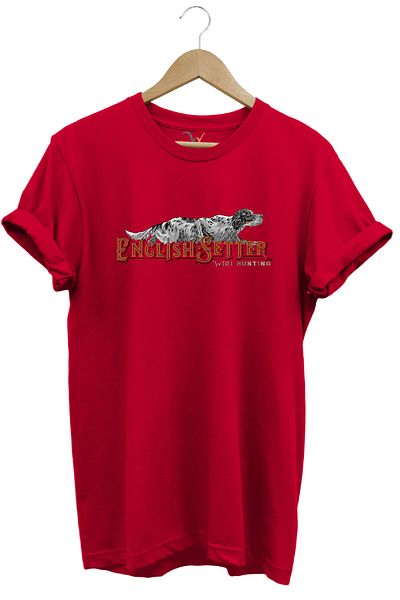 WİDİ English Setter Hunting Dog Design 100% Cotton Unisex Regular Fit T-Shirt